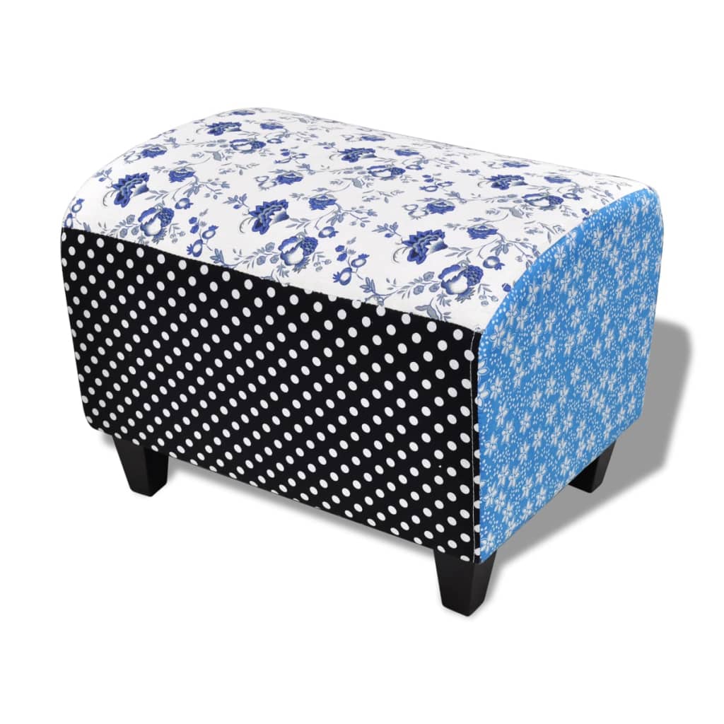 Repose-pied Design Avec Patchwork Bleu Et Blanc VidaXL 13 width=274