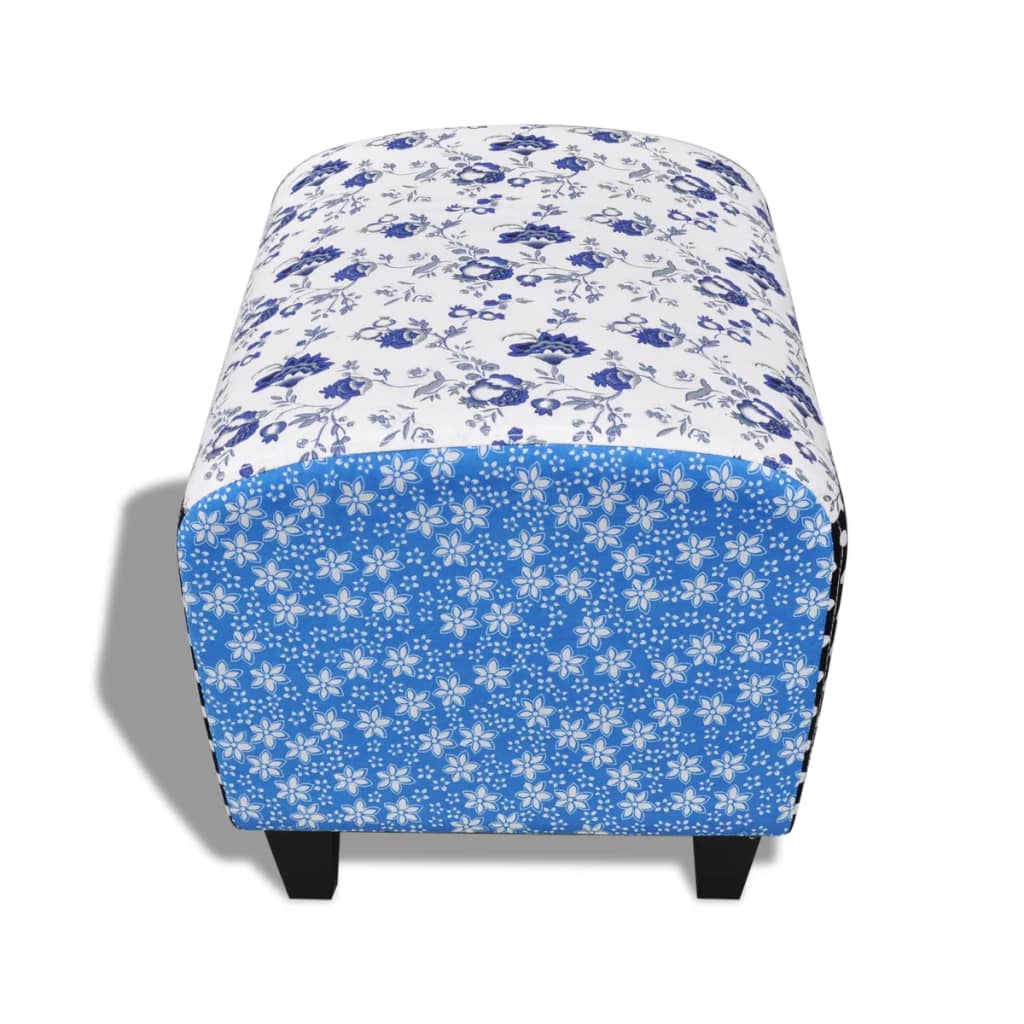 Repose-pied Design Avec Patchwork Bleu Et Blanc VidaXL 15 width=274