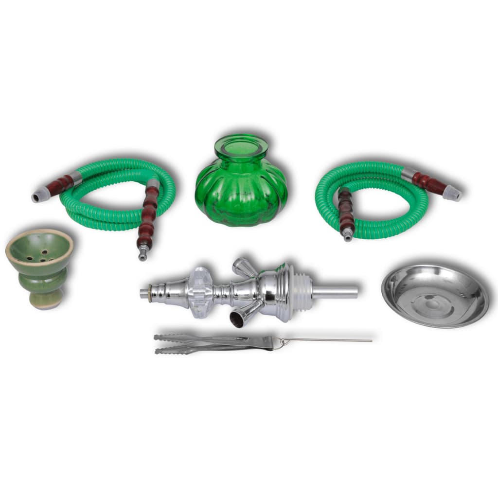 Water Pipe Hookah Shisha 2 Hose Green