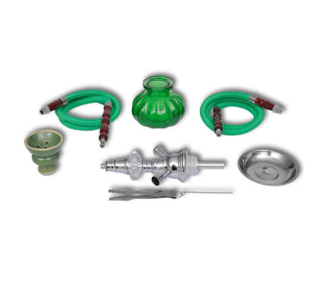 Water Pipe Hookah Shisha 2 Hose Green