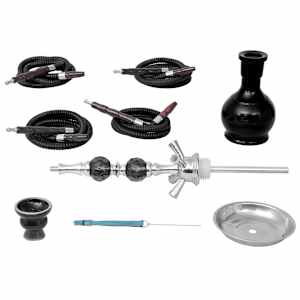 vidaXL Pipa ad Acqua Narghil&eacute; Shisha con 4 Tubi Nera