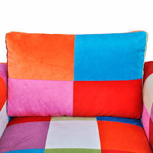 Krychlové křeslo, chromované nohy, patchwork, textilní - obrázek 7