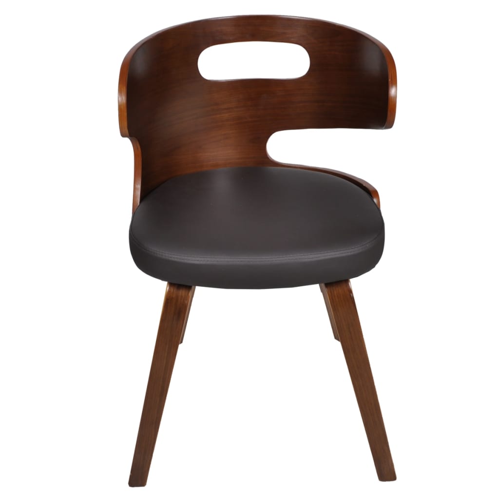 vidaXL Krzesła stołowe, 4 szt., brązowe, gięte drewno i sztuczna skóra