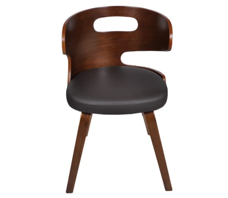 vidaXL Krzesła stołowe, 4 szt., brązowe, gięte drewno i sztuczna skóra