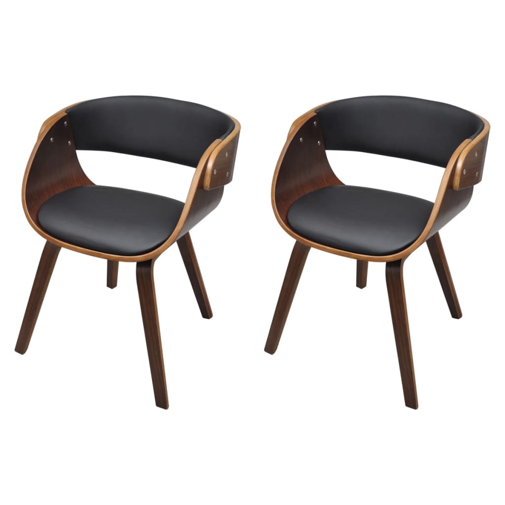 vidaXL Eetkamerstoelen 2 st gebogen hout en kunstleer bruin