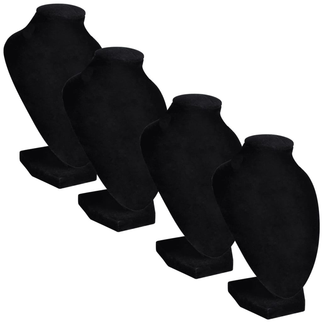 vidaXL Flanelový stojan na náhrdelníky a řetízky černý, 9 x 8,5 x 15 cm, 4 ks