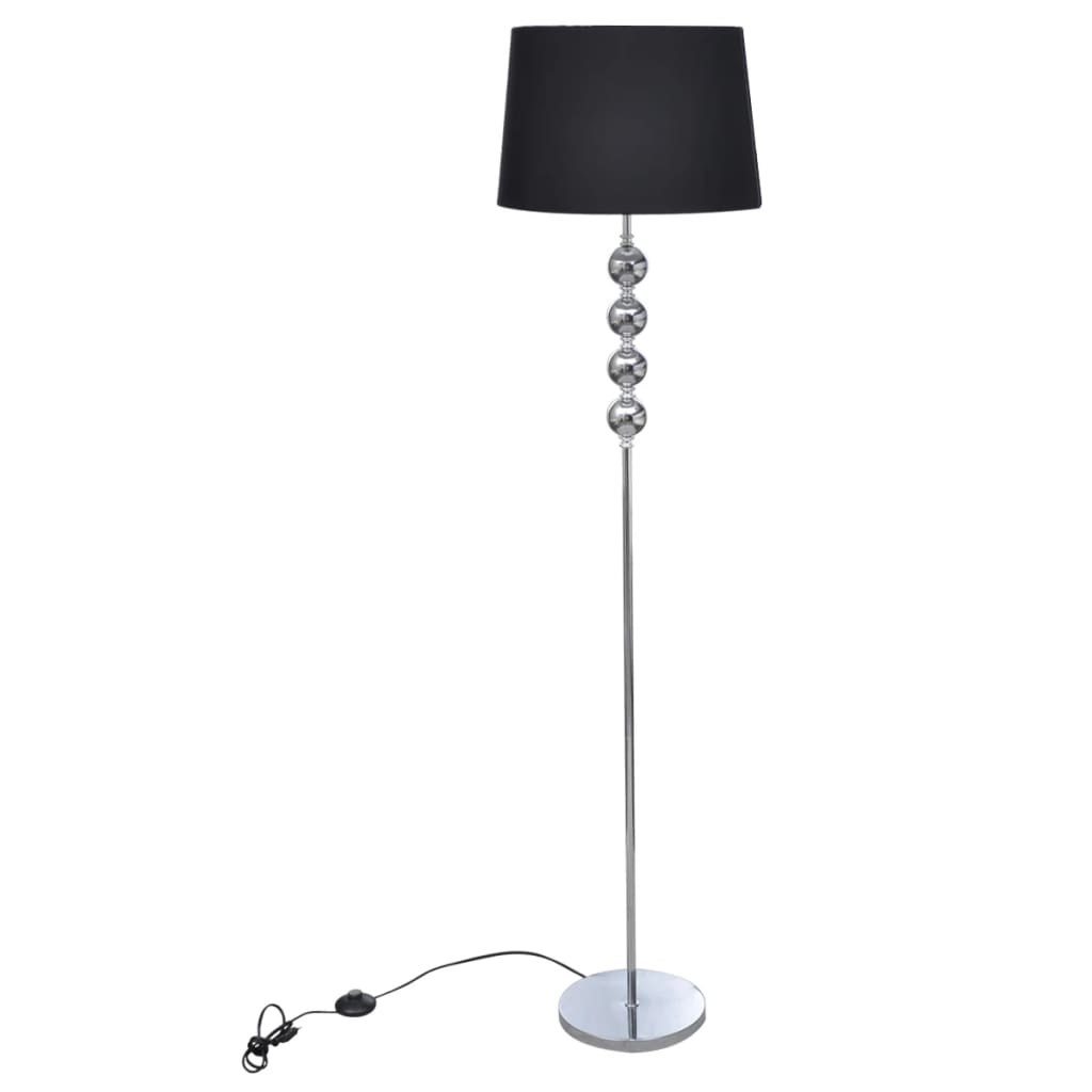 Lampskärm  - vidaXL Golvlampa med högt stativ och lampskärm svart