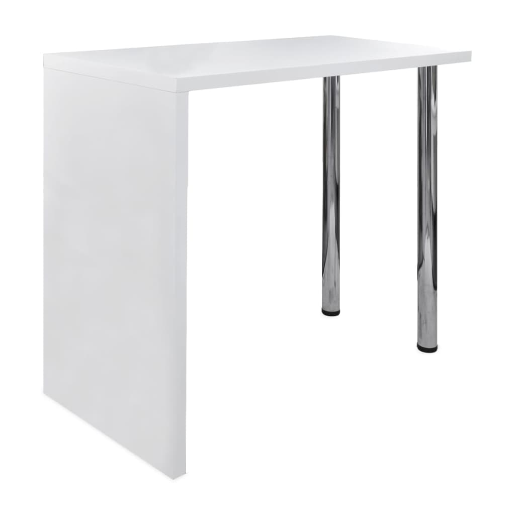 

vidaXL Bar Table MDF with 2 Steel Legs High Gloss White