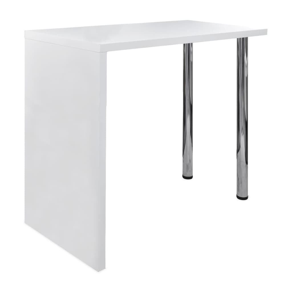 VidaXL Bar Table MDF With 2 Steel Legs High Gloss White