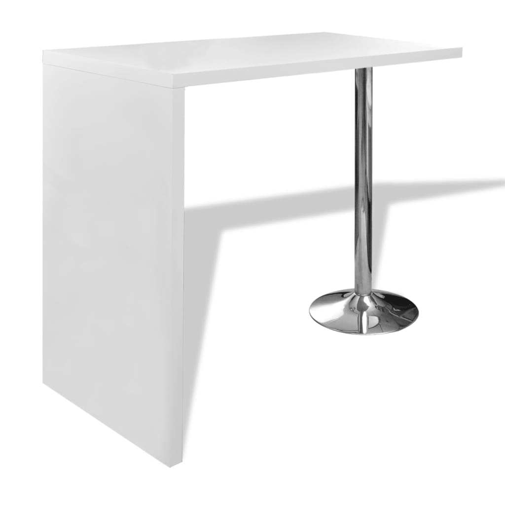 Magasfényű fehér MDF bárasztal 1 acél lábbal 