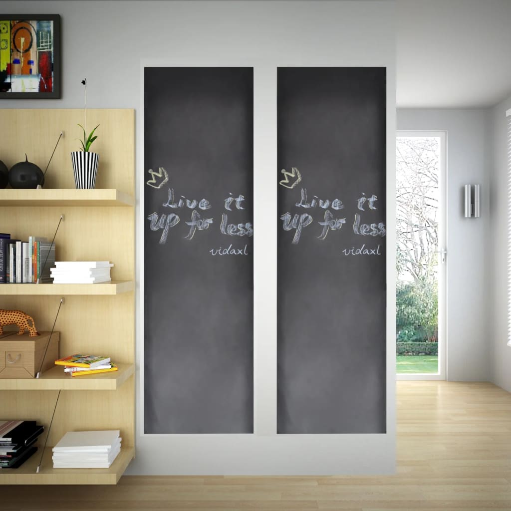 Autocolant pentru perete, design tablă, 0,6 x 3 m, 2 buc + cretă vidaXL