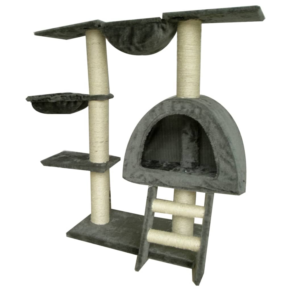 Cat Tree 105 cm Grey Plush with 2 Scratching Posts