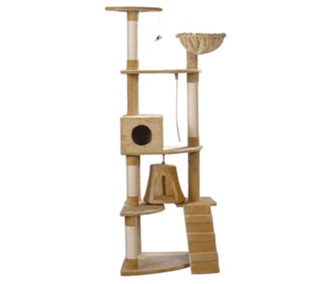 Rascador Para Gatos 191 cm Color Beige Felpa Gimnasio De Gato