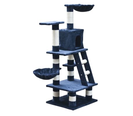 Casina ad albero per gatto 122 cm Peluche blu scuro