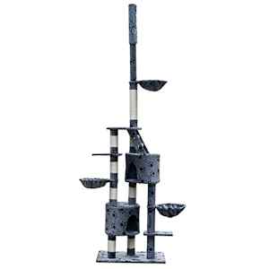 Draskyklė, Stovas Katėms Cuddles XL 230-260 cm, Pilka su Pėdutėmis