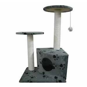 Kačių Draskyklė, Stovas, 70 cm, Pilkas Pliu&scaron;as su Pėdutėmis