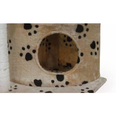 Arranhador gato com poste e estampo pata, bege[3/3]