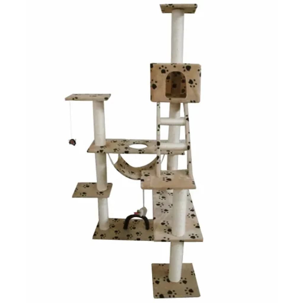 Cat Play Tree 184 cm Beige with Paw Print