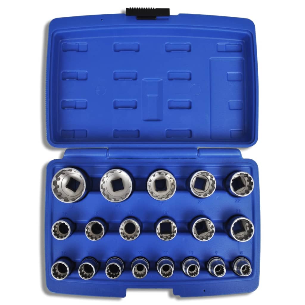 

vidaXL Dopsleutel set veeltand fitting (19 stuks) + opbergkoffer