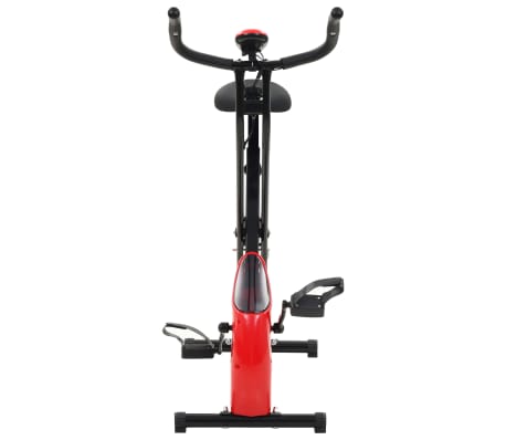 vidaXL Bicicleta X estática magnética c/ medição pulso preto vermelho