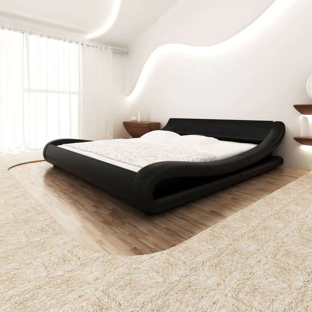 Bett mit Matratze Schwarz Kunstleder 180×200 cm kaufen