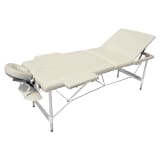 Foldable Massage Table 3 Zones Aluminium Cream White