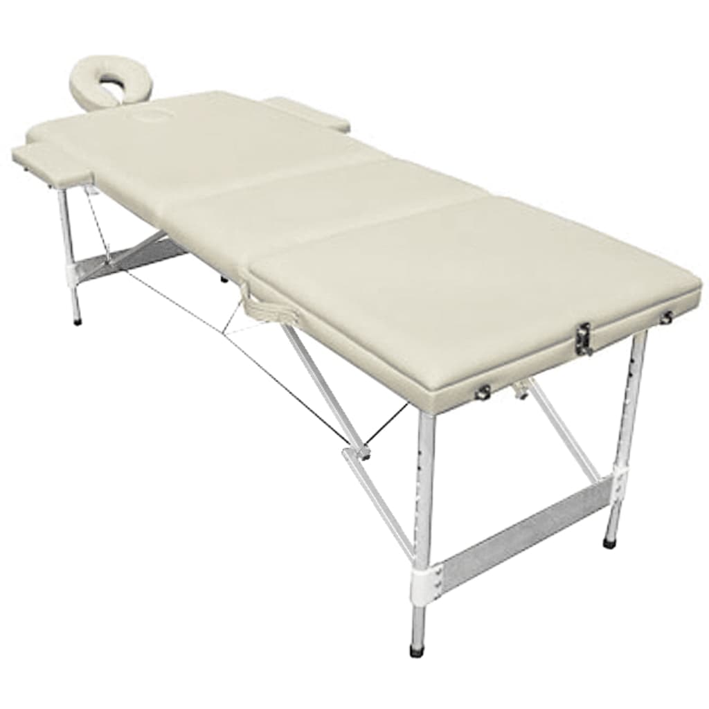 

vidaXL Massagetafel Aluminium vouwbaar 3 zones (crème wit)