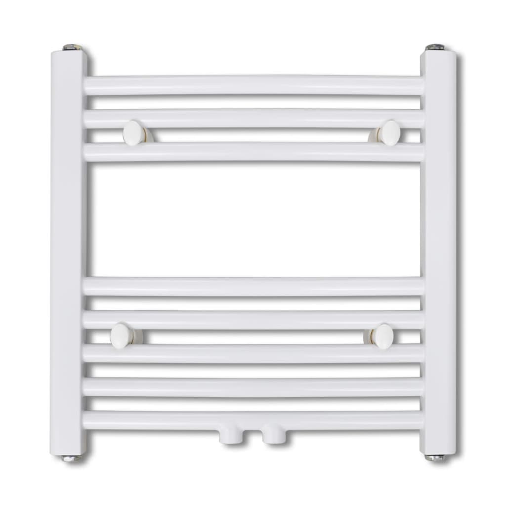 vidaXL Fürdőszobai törölközőszárító radiátor központi fűtéssel oldalsó és középső csatlakozóval ívelt 480 x 480 mm