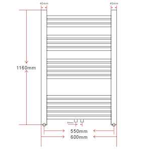 Žebříkový radiátor obloukový, ústřední topení 600 x 1160 mm boční a střední přípojka - obrázek 9