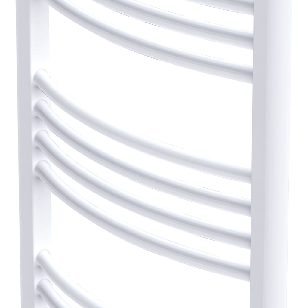 Fürdőszobai törölközőszárító radiátor központi fűtéssel oldalsó és középső csatlakozóval ívelt 500 x 1424 mm 