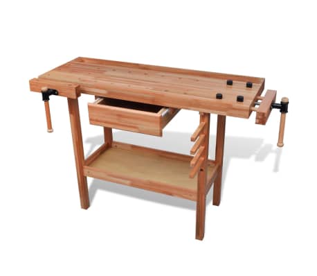 Hardwood Carpentry Work Bench With Drawer 2 Vises Vidaxl Com Au