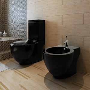 Černá keramická toaleta a bidet - obrázek 12