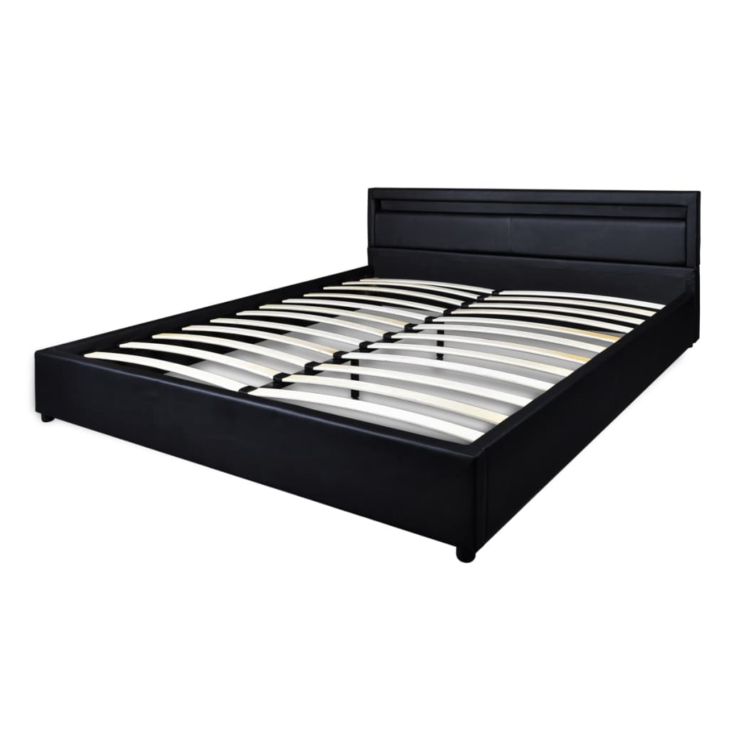 

vidaXL Bed met matras LED kunstleer zwart 180x200 cm