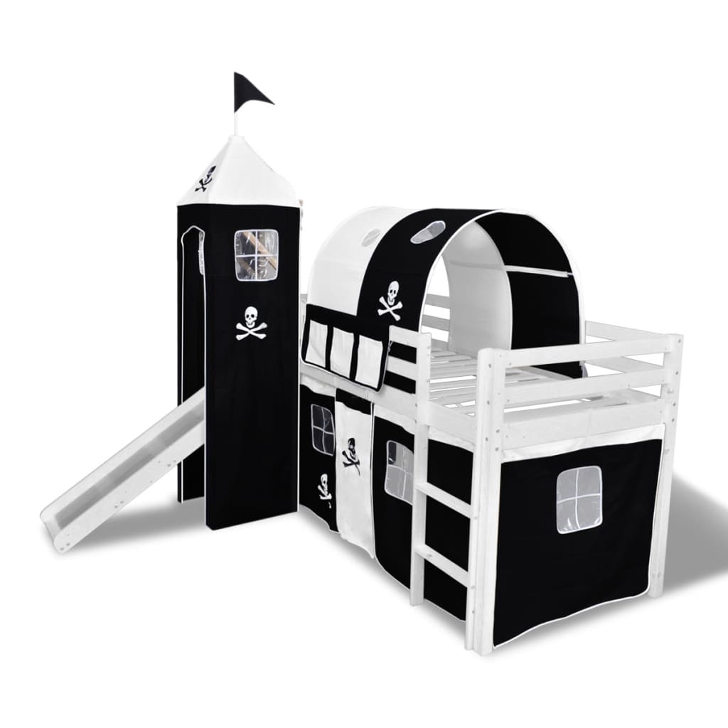 

vidaXL Hoogslaper Piraat met ladder & glijbaan (wit)