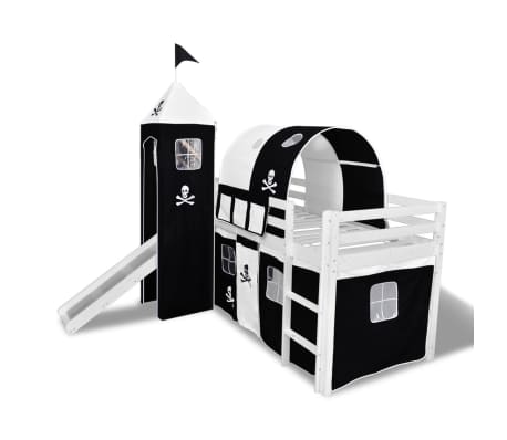 Loft Bed With Slide Ladder White Wood Frame Pirate-themed