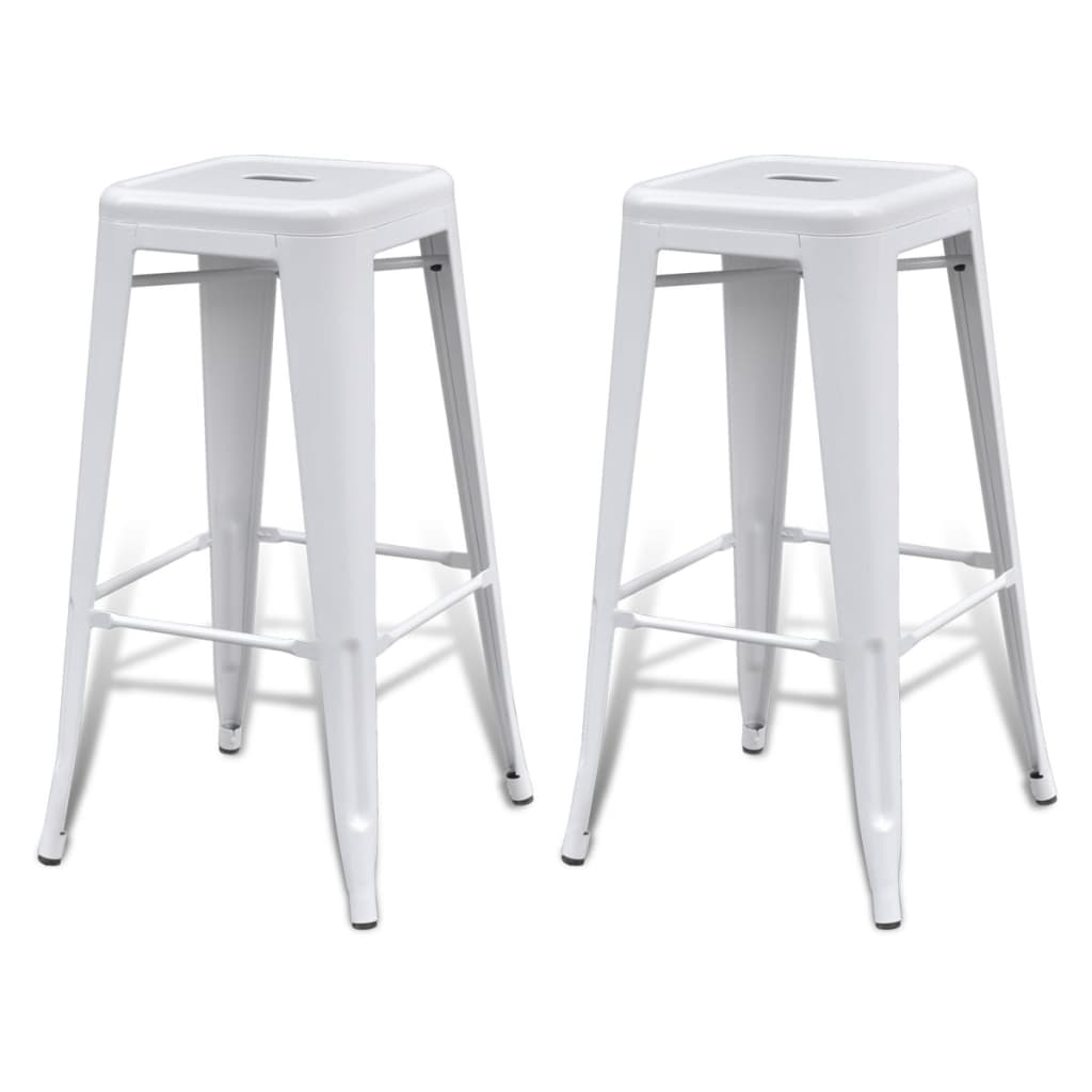 Image of vidaXL Bar Stools 2 pcs White Steel