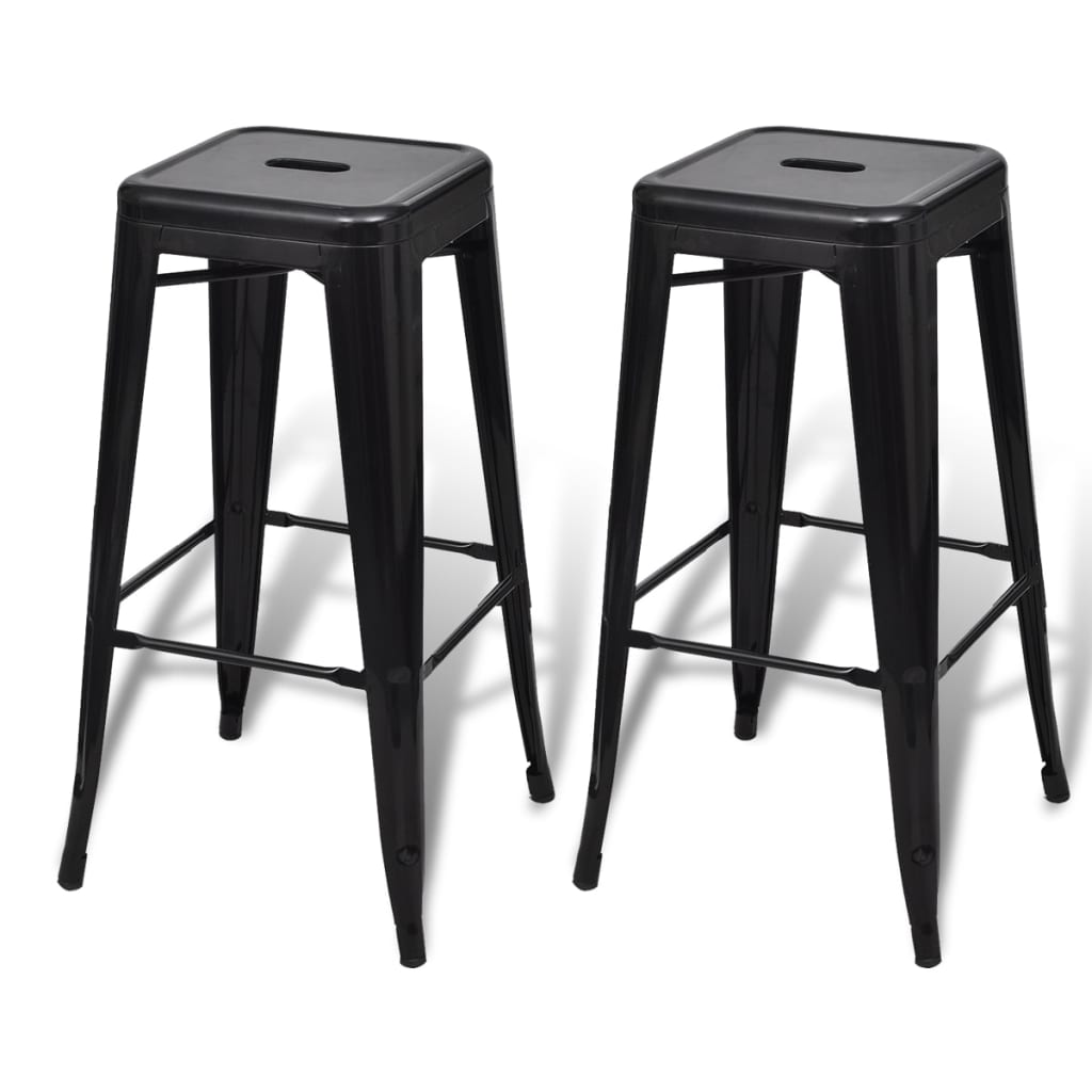 

vidaXL Bar Stools 2 pcs Black Steel