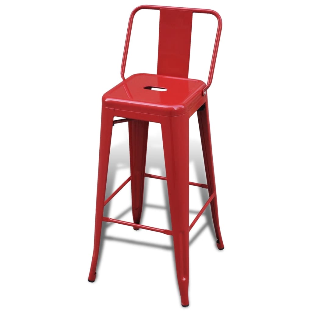 vidaXL Barske stolice od čelika 2 kom crvene