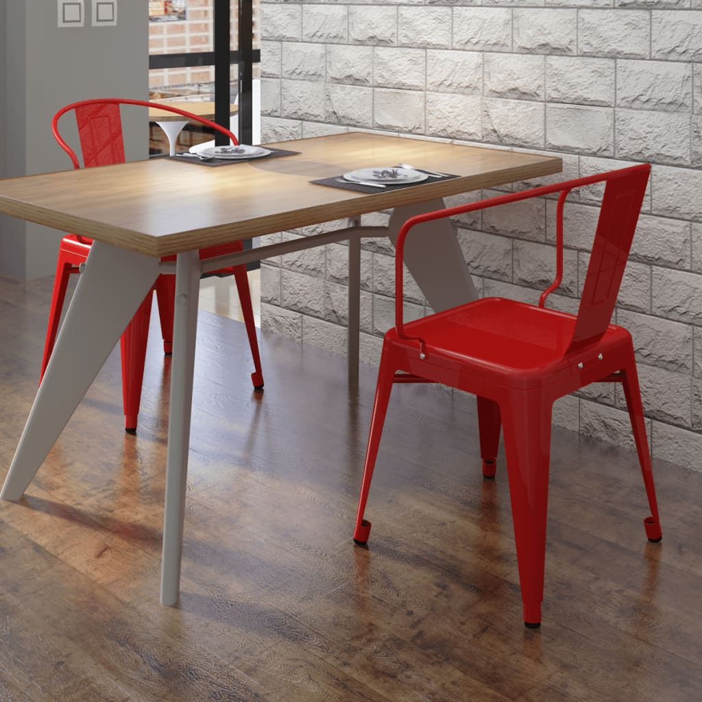 vidaXL Dining Chairs 2 pcs Red Steel