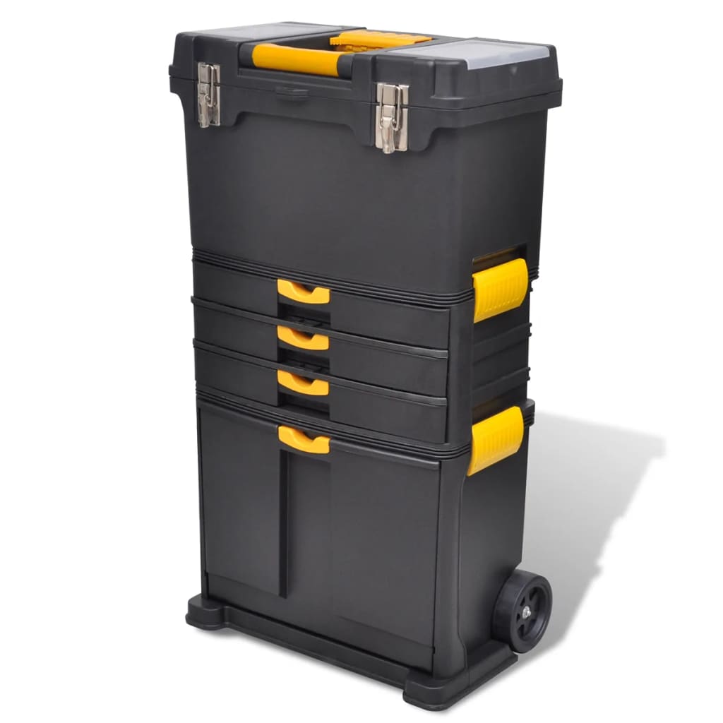 Tool Case Chest Plastic Portable Storage Cabinet Carrier Trolley