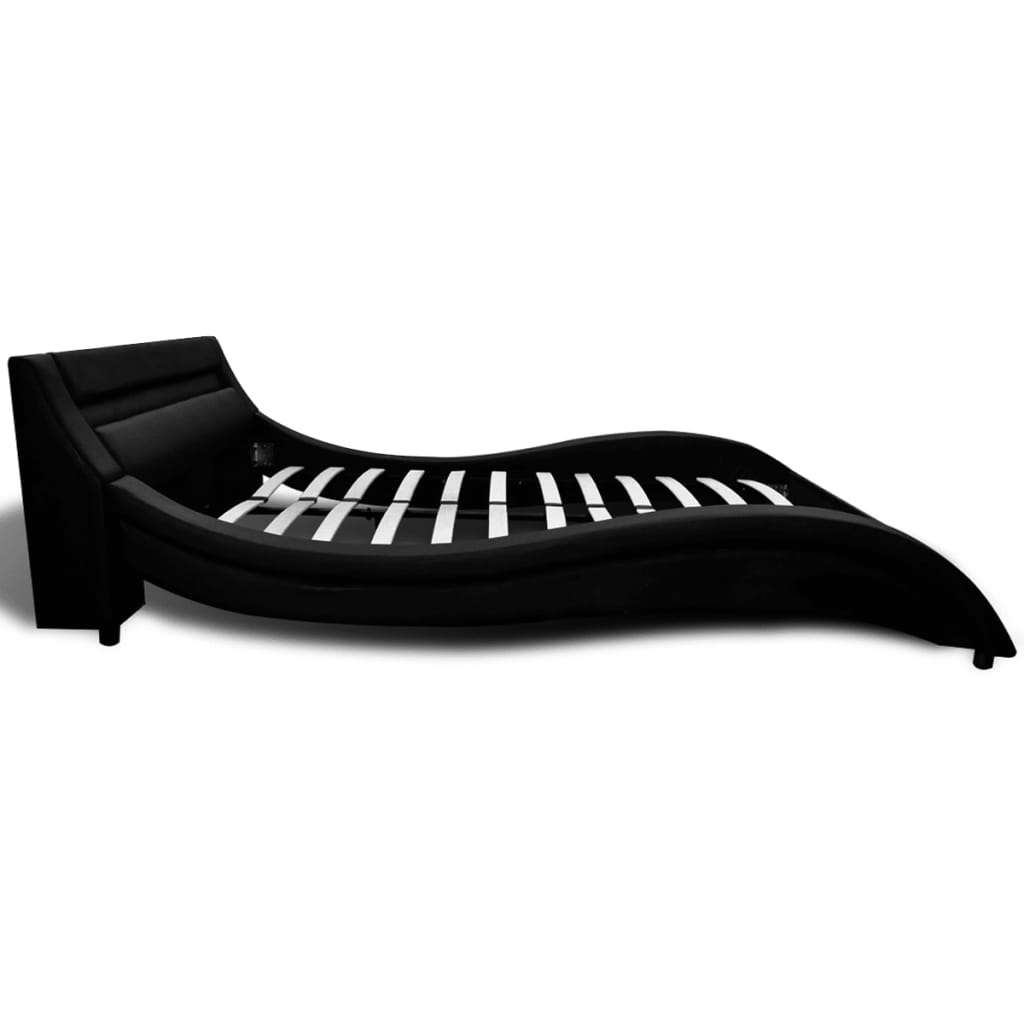 

vidaXL Bed met matras LED kunstleer zwart 140x200 cm