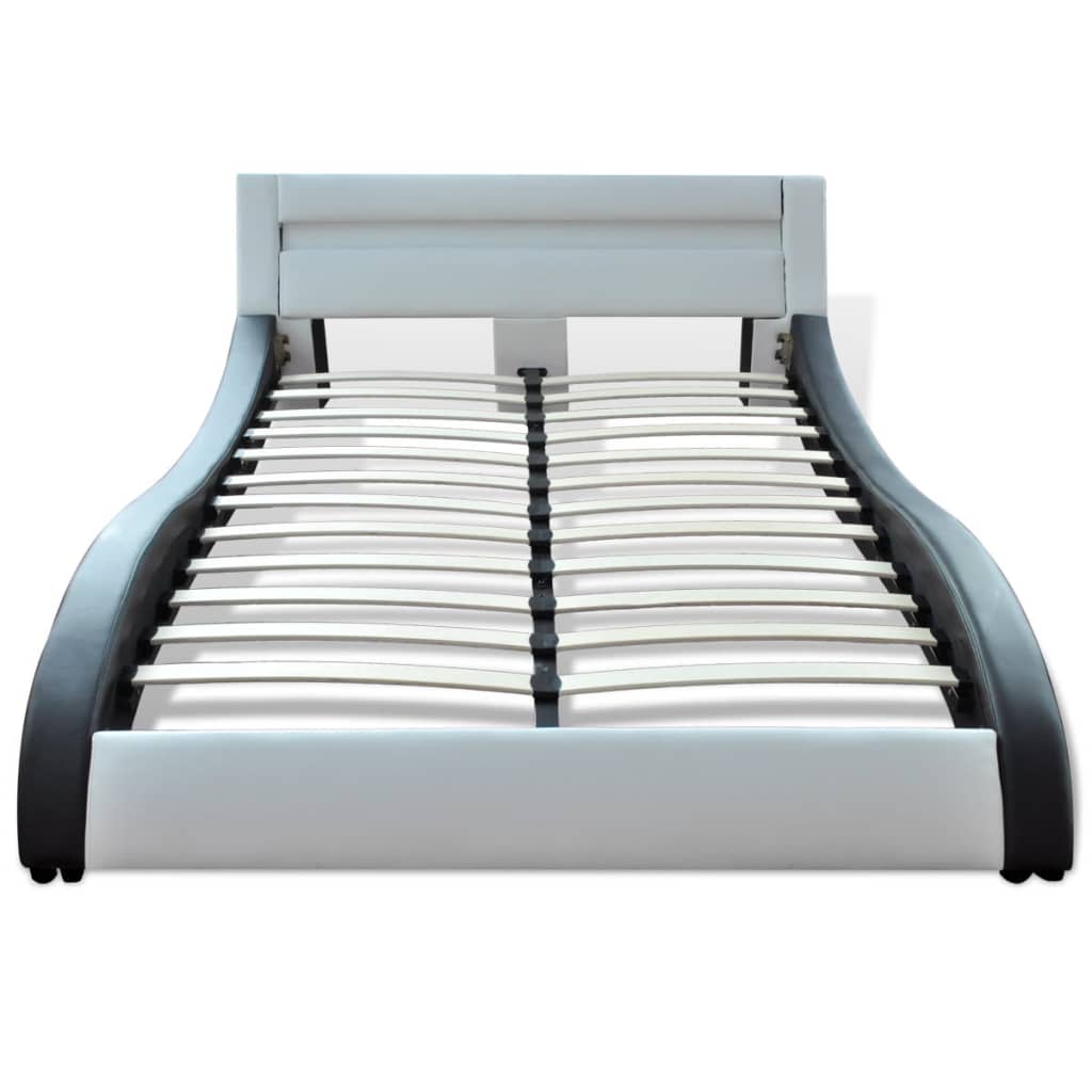 

vidaXL Bed met matras LED kunstleer zwart en wit 180x200 cm