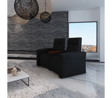 vidaXL Sof&aacute; reclinable cine en casa 2 plazas cuero sint&eacute;tico negro