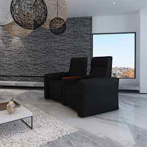 vidaXL Sof&aacute; reclinable cine en casa 2 plazas cuero sint&eacute;tico negro