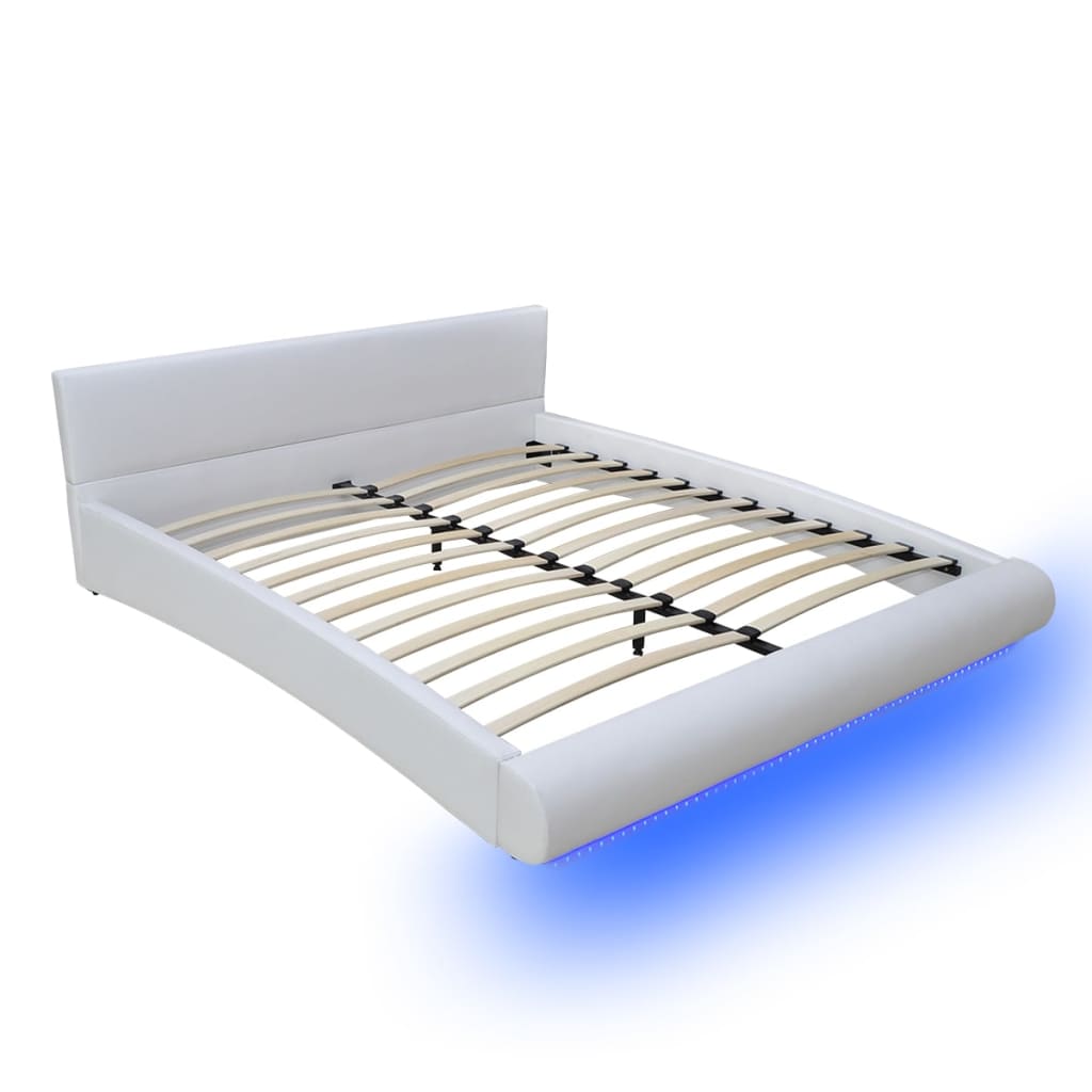 

vidaXL Bed met matras LED kunstleer wit 140x200 cm