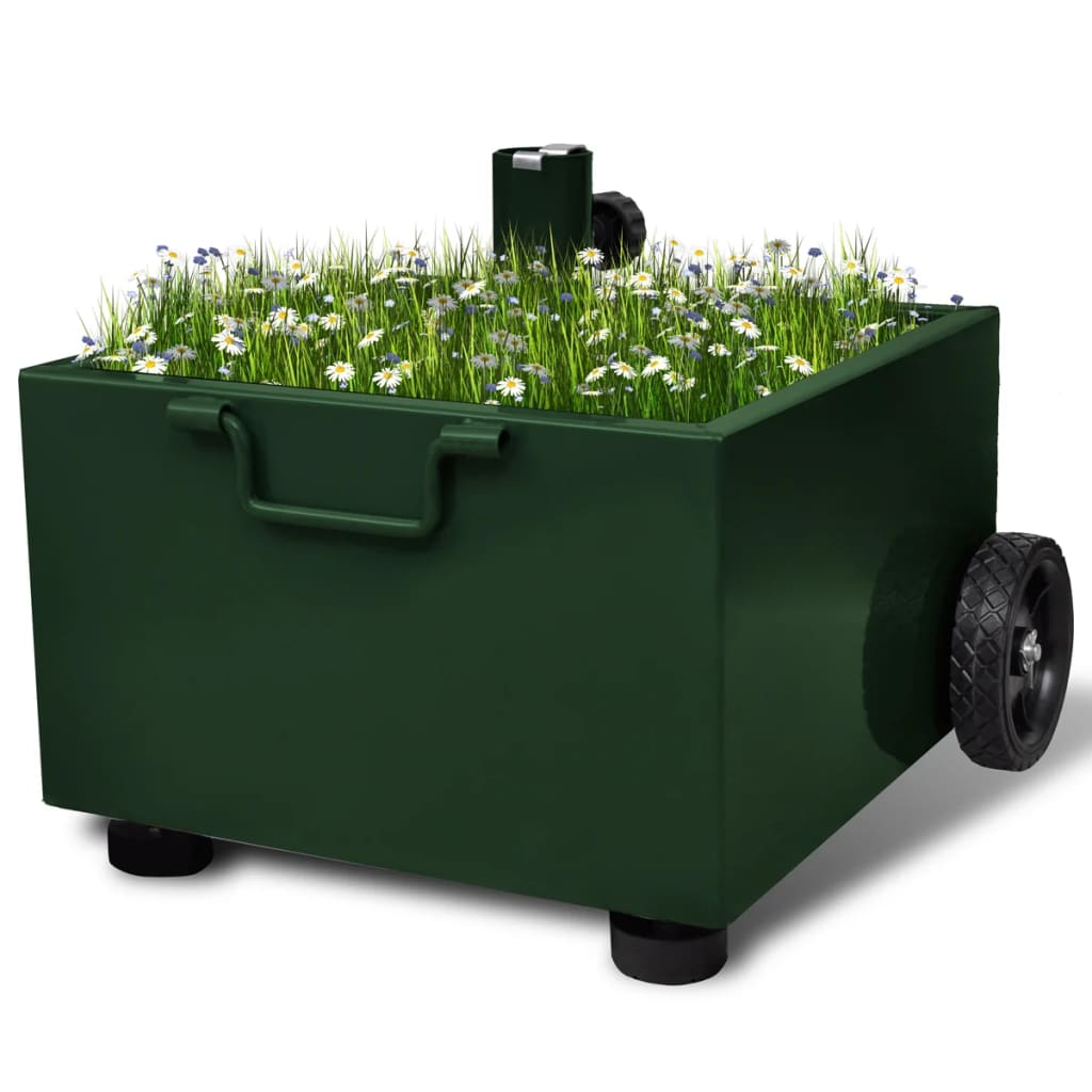 vidaXL Suport umbrelă de exterior, ghiveci plante, verde vidaxl.ro