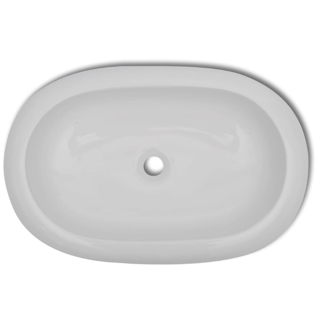 vidaXL Luxus Kerámia Mosdó Ovális Alakú Mosogató Fehér 63 x 42 cm