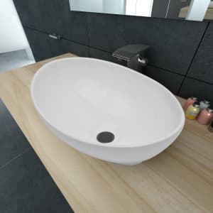 vidaXL Lavabo Rectangulaire C/éramique Blanc Vasque /à Poser Lave-Mains Bain