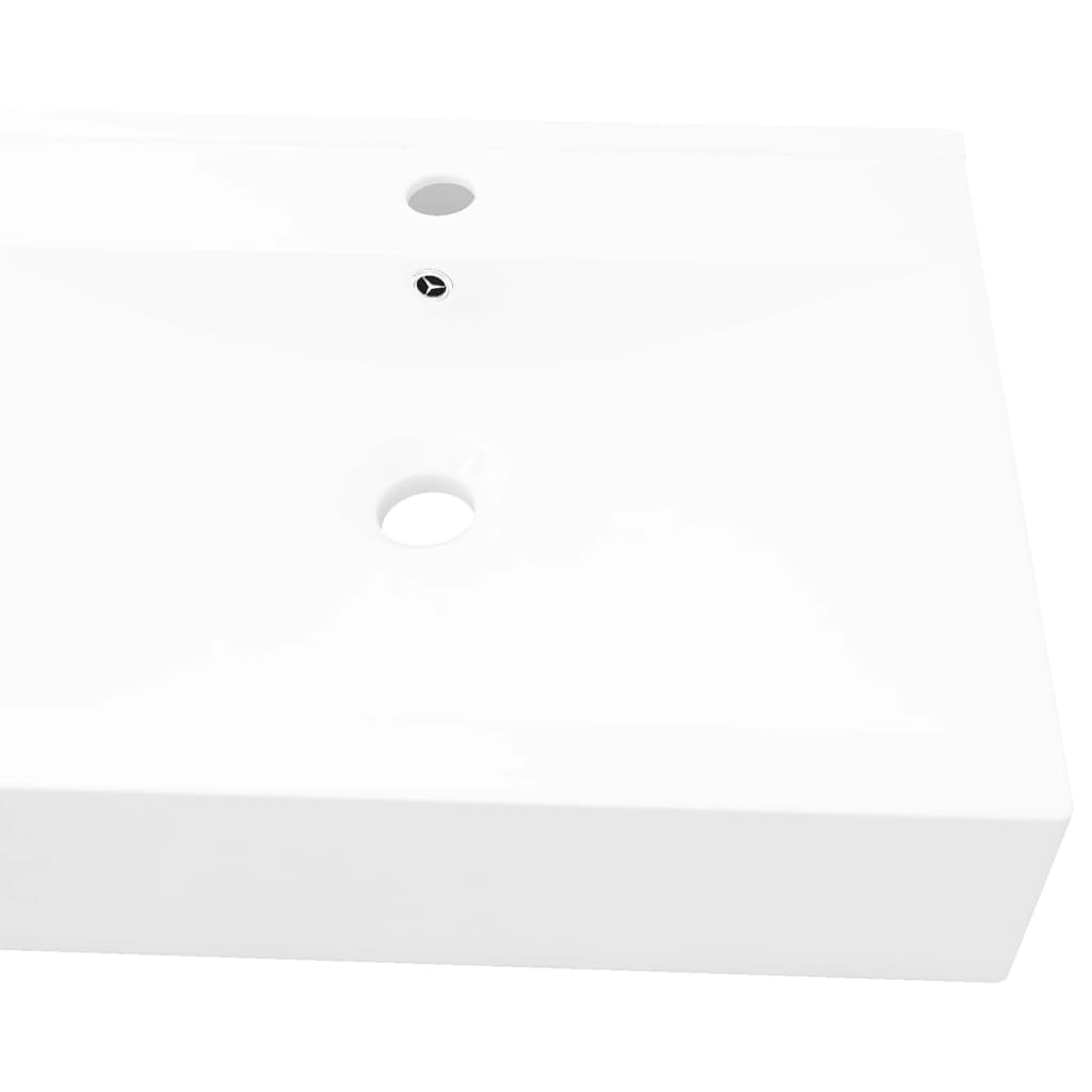vidaXL Chiuvetă dreptunghiulară din ceramică cu preaplin și scurgere 60x46 cm