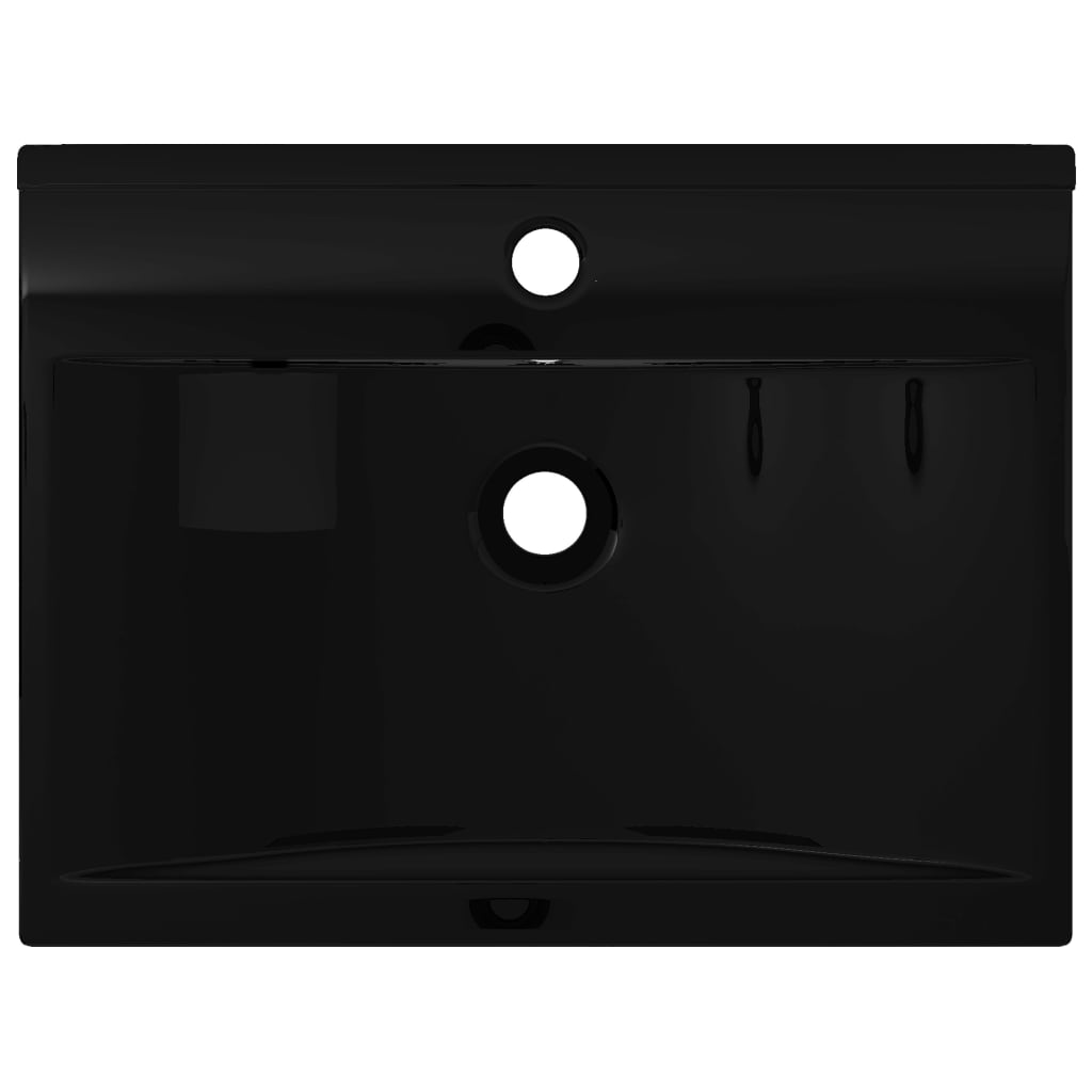 VidaXL - vidaXL Luxe wastafel met kraangat zwart rechthoekig keramiek 60x46 cm